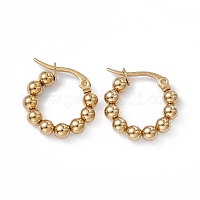 Orecchini a cerchio con perline rotonde in acciaio inossidabile 201 con perni in acciaio inossidabile 304 per donna&nbsp;EJEW-B016-01B-G