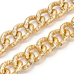 Catene barbazzale testurizzate in alluminio, catene a maglie a torsione, senza saldatura, oro chiaro, 28.5x22x6mm