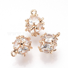 Breloques en laiton avec zircone cubique, Sans cadmium & sans nickel & sans plomb, cube, or clair, 12x9x9mm, Trou: 1mm