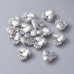 Pendente in lega,  cadmio& piombo libero, pollo, argento antico, 12x13x4mm, Foro: 1 mm