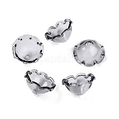 Cône de perles de verre pour la fabrication de carillons éoliens, multi-pétale, fleur, gris clair, 21~24.5x13mm, Trou: 2mm