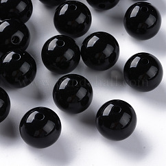 Abalorios acrílicos opacos, redondo, negro, 16x15mm, agujero: 2.8 mm, aproximamente 220 unidades / 500 g