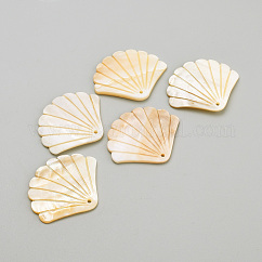 Pendentifs en coquillage d'eau douce, coquille, blé, 41~45x49~50x2~4mm, Trou: 2mm