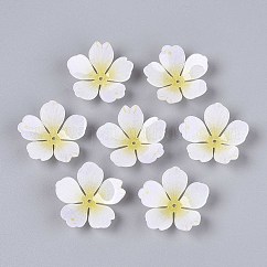 Copriperline acrilici a forma di fiore, per la creazione di gioielli fai da te, giallo chiaro, 28x28x8~10mm, Foro: 1.6 mm