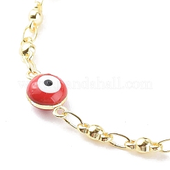 Bracciali con catena a maglie malocchio smaltato in ottone&nbsp;BJEW-JB06183