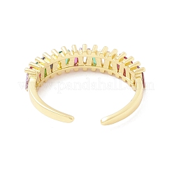 Anello polsino aperto triangolo con zirconi colorati&nbsp;RJEW-B037-03G