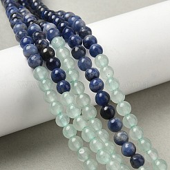 Chakra natürlicher roter Jaspis & gelbe Jade & grüner Aventurin & Tigerauge & Sodalith & Amethyst Perlenstränge&nbsp;X-G-NH0002-E02-4mm