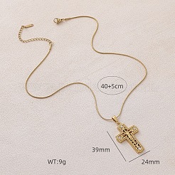 Collar con colgante de cruz de Jesús hueca de acero inoxidable quirúrgico 316 vintage con vidrio transparente para mujeres y hombres.&nbsp;LS-ES5776