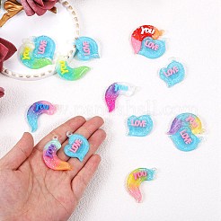 10 ensembles de pendentifs en résine opaque de couleur dégradée&nbsp;RESI-SZ0001-91G