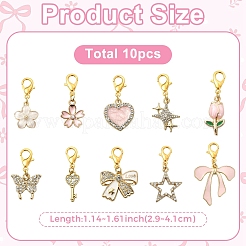 10 pieza de 10 estilos de aleación de esmalte y decoraciones colgantes de rhinestone&nbsp;HJEW-YW00505