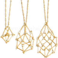 3 Stück 3 Stile 304 Edelstahl Quader Gliederkette Makramee Beutel leer Steinhalter Halskettenherstellung&nbsp;NJEW-BBC0001-41G