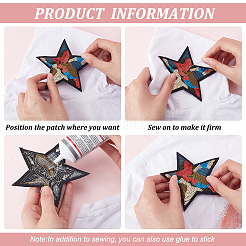 Sterne nähen auf PVC-Pailletten-Patches&nbsp;PATC-FG0001-15