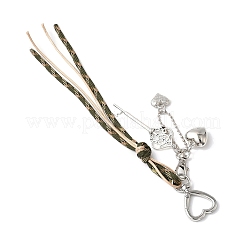 4 pieza de cordón de poliéster de 4 colores y adornos colgantes de aleación y plástico&nbsp;HJEW-JM04341