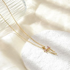 Collana con pendente in ottone con zirconia cubica&nbsp;NJEW-S441-05G