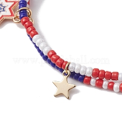 Unabhängigkeitstag-Legierung Emaille Stern Charm Armbänder&nbsp;BJEW-MZ00087
