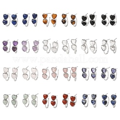 Boucles d'oreilles puces en forme de cœur pour la Saint-Valentin&nbsp;EJEW-T053-01P