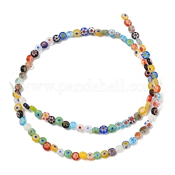 Handmade Millefiori Glasperle flach rund Stränge&nbsp;LK-P010-A-04