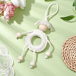 2 pièce de 2 couleurs de décorations de pendentif de marionnette en cordon de coton macramé fait à la main&nbsp;HJEW-JM02656