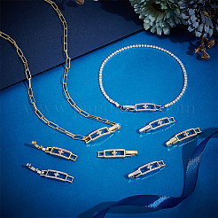 8 Stück 2 Farben Rechteck mit Kreuzgestell-Beschichtung Messing Micro Pave klare Zirkonia Uhrenarmbandverschlüsse&nbsp;ZIRC-PH0001-48