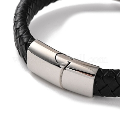 Geflochtene Armbänder aus schwarzem PU-Leder für Herren&nbsp;BJEW-K243-16AS