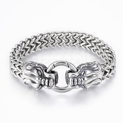 Bracciali a maglie con catena a grano a due livelli in acciaio inossidabile 304&nbsp;BJEW-H524-07