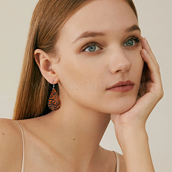 4 paire de boucles d'oreilles pendantes en cuir PU de 4 couleurs avec épingles en acier&nbsp;EJEW-FI0003-09