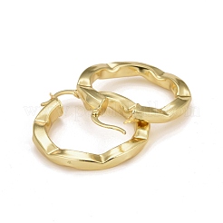 Orecchini a cerchio da donna in ottone massiccio con placcatura a cremagliera&nbsp;EJEW-C014-01G
