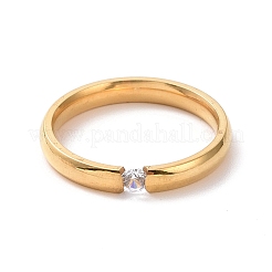 Anello solitario semplice con strass di cristallo&nbsp;RJEW-I089-49G