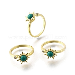 Offene Manschettenringe aus Messing mit Pavé-Zirkonia für Damen&nbsp;RJEW-U056-01G