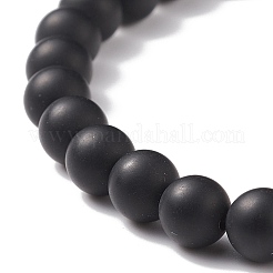 Bracciale elastico con perline rotonde in pietra preziosa naturale e agata nera (tinta e riscaldata) e ematite sintetica&nbsp;BJEW-JB08648
