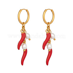 Orecchini a cerchio in acciaio inossidabile 304 con peperoncino&nbsp;CA2764