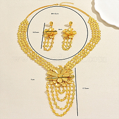 Elegantes Set aus Halskette mit floralem Anhänger aus Eisen und Ohrsteckern für Damen&nbsp;XW5636