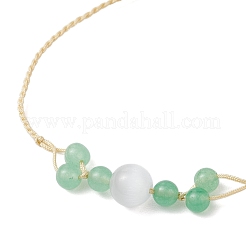 Armbänder aus natürlicher malaysischer Jade und Katzenauge mit runden Perlen&nbsp;BJEW-JB11989