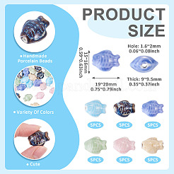 30 Uds. Cuentas de porcelana hechas a mano de 6 colores&nbsp;PORC-TA0001-84