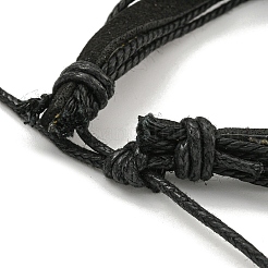 Geflochtene PU-Leder- und Wachskordeln-Mehrstrangarmbänder&nbsp;BJEW-P329-09A-G