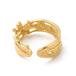 Anillo de puño abierto con corona de acero inoxidable 304 con revestimiento iónico (IP) para mujer&nbsp;RJEW-E066-11G