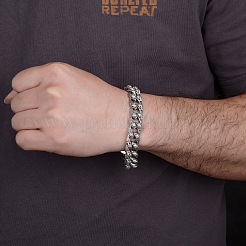 Tibetischer Stil Legierungs-Totenkopf-Gliederkettenarmband für Männer&nbsp;WG16695-01