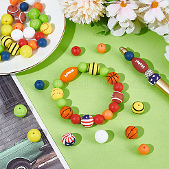 68 pièces 14 styles de perles de silicone écologiques de qualité alimentaire&nbsp;SIL-GA0001-24A