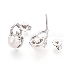 Ohrstecker aus Messing und Naturperlen&nbsp;PEAR-N020-WX13