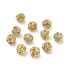 Perline di strass di cristallo in ottone da 7 mm&nbsp;KK-S519-01B-02G