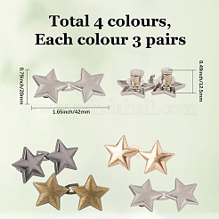 12 pz 4 colori stella in lega regolabile bottone jeans spille&nbsp;AJEW-DJ0004-83
