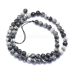 Natürliche schwarze Seide Stein / Netstone Perlen Stränge&nbsp;G-K310-A09-6mm