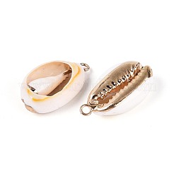 Colgantes de concha de cauri natural electrochapados&nbsp;SSHEL-T018-14