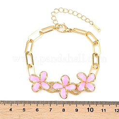 Damenarmbänder aus Edelstahl 304 mit Emaille-Blumengliedern&nbsp;BJEW-Z160-02G-02