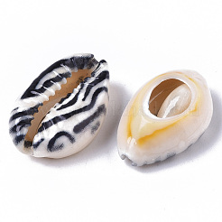 Cuentas de concha de cowrie natural impresa&nbsp;X-SSHEL-R047-01-B01