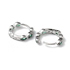 Orecchini a cerchio avvolgenti per occhi di cavallo con zirconi cubici verdi&nbsp;LS-EJEW-K083-34P-C