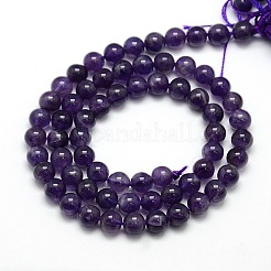 Natürlichen Amethyst runde Perle Stränge&nbsp;X-G-L170-6mm-01