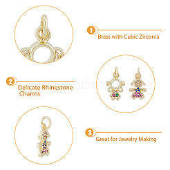 8pcs 2 breloques en zircone cubique en laiton de style micro pavé&nbsp;KK-DC0003-16