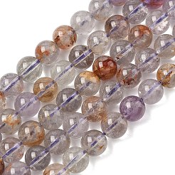 Natürliche violette Phantomquarz-Perlenstränge aus violettem Lodolith&nbsp;G-L644-D01-8mm