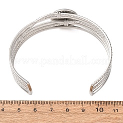 Ébauches de bracelets manchettes multi-rangs en acier inoxydable 304 avec sertissages ronds plats&nbsp;SA-CBA4160-01B-P